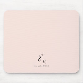 Minimalistisches Monogramm Name Elegantes Rosa Mousepad