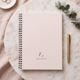 Minimalistisches Monogramm Name Elegantes Rosa Notizblock