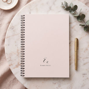 Minimalistisches Monogramm Name Elegantes Rosa Notizblock