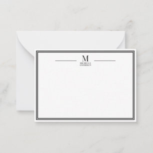 Minimalistisches Monogramm Name Zwei Rahmen Schwar Mitteilungskarte