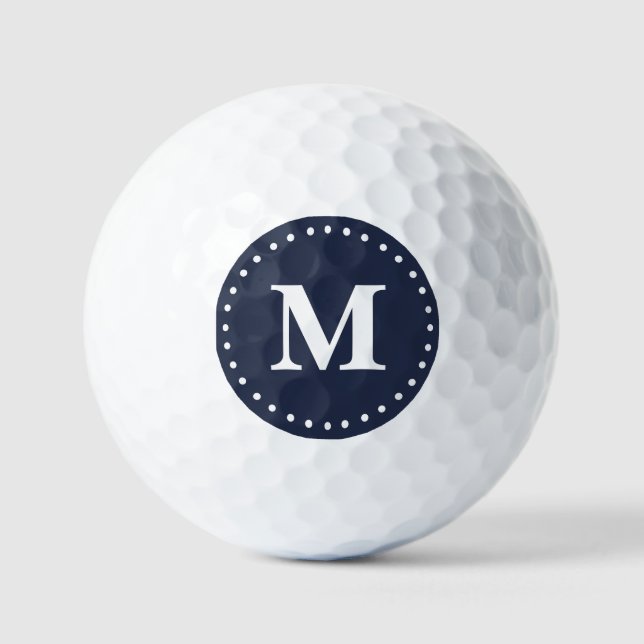 Minimalistisches Monogramm Navy Blue Golfball (Vorderseite)