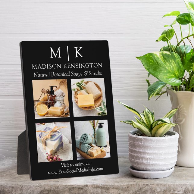 Minimalistisches Monogramm oder Add-Logo-Business  Fotoplatte (Edit to Customize text, colors and more)