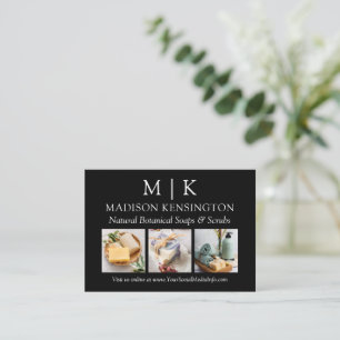 Minimalistisches Monogramm oder Add-Logo-Foto 3 Visitenkarte