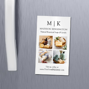 Minimalistisches Monogramm oder Logo 4-Fotos hinzu Magnetische Visitenkarte