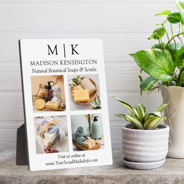 Minimalistisches Monogramm oder Logo hinzufügen 4  Fotoplatte (Edit to Customize text, colors and more)