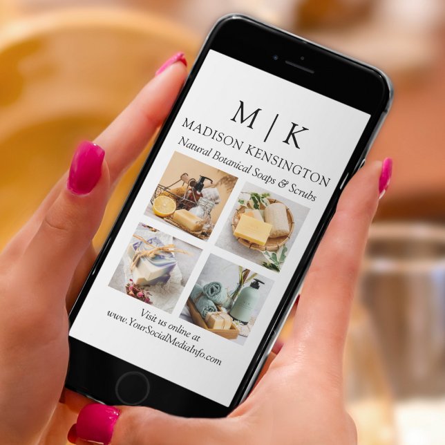 Minimalistisches Monogramm oder Logo hinzufügen 4  Karte (Edit to Customize text, colors and more)