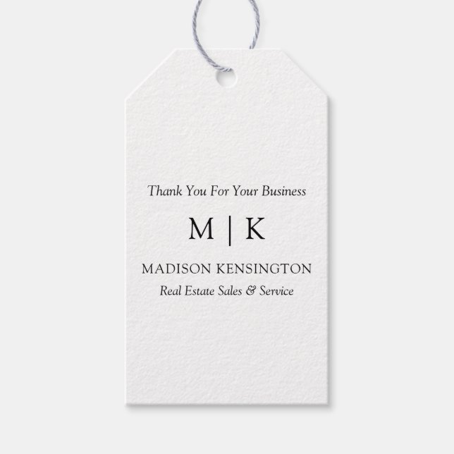 Minimalistisches Monogramm oder Logo hinzufügen Geschenkanhänger (Vorderseite)