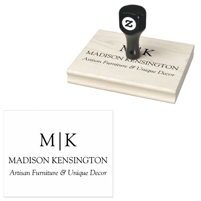 Minimalistisches Monogramm oder Logo hinzufügen Gummistempel (Stempel)