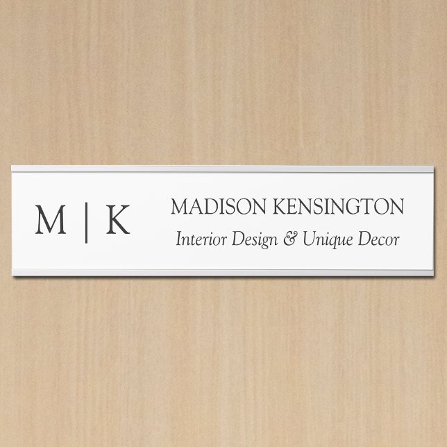 Minimalistisches Monogramm oder Logo hinzufügen Türschild (Edit to Customize text, colors and more)