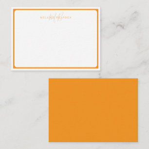 Minimalistisches Monogramm Orange Spitzkurvenrand Mitteilungskarte