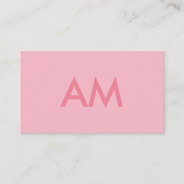 Minimalistisches Monogramm Pink Visitenkarte (Vorderseite)