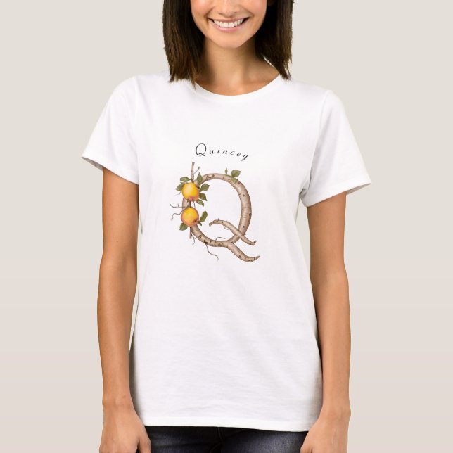 Minimalistisches Monogramm Q: geräuschlose Blume u T-Shirt (Vorderseite)