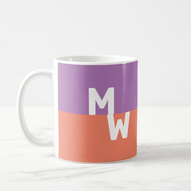 Minimalistisches Monogramm-Quadrat Pastell-QR-Code Kaffeetasse (Links)