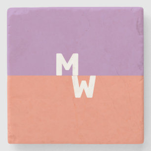 Minimalistisches Monogramm-Quadrat Pastell QR Code Steinuntersetzer