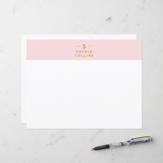 Minimalistisches Monogramm Rosa Rosa (Vorderseite/Rückseite Beispiel)