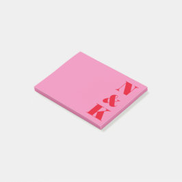 Minimalistisches Monogramm, rosa und rot Post-it Klebezettel
