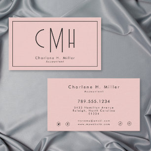 Minimalistisches Monogramm Rosé Modern Professione Visitenkarte