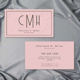 Minimalistisches Monogramm Rosé Modern Professione Visitenkarte
