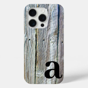 Minimalistisches Monogramm rustikales Barnholz Case-Mate iPhone Hülle