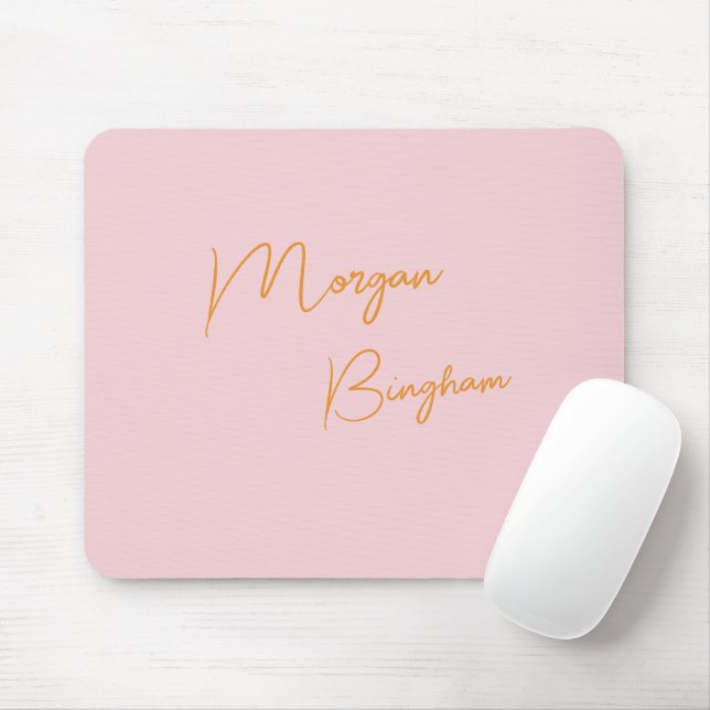 Minimalistisches Monogramm Schrift rosa Mousepad (Mit Mouse)