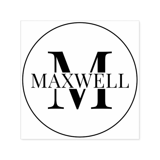 Minimalistisches Monogramm Schwarz-Grau Permastempel (Design)