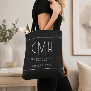 Minimalistisches Monogramm Schwarz Modern Professi