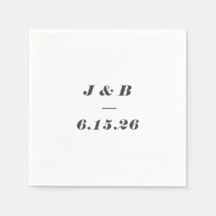 Minimalistisches Monogramm Schwarz-weiße Hochzeit Serviette