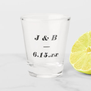 Minimalistisches Monogramm Schwarze Hochzeit Gesch Schnapsglas