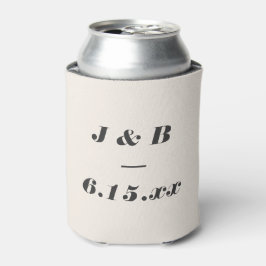 Minimalistisches Monogramm Schwarze und Elfenbein- Dosenkühler