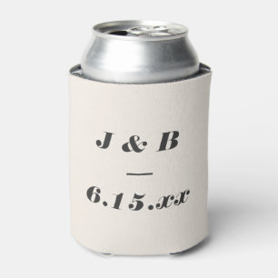 Minimalistisches Monogramm Schwarze und Elfenbein- Dosenkühler