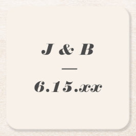 Minimalistisches Monogramm Schwarze und Elfenbein- Rechteckiger Pappuntersetzer