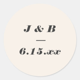 Minimalistisches Monogramm Schwarze und Elfenbein- Runder Aufkleber