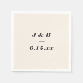 Minimalistisches Monogramm Schwarze und Elfenbein- Serviette