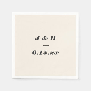 Minimalistisches Monogramm Schwarze und Elfenbein- Serviette