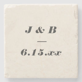 Minimalistisches Monogramm Schwarze und Elfenbein- Steinuntersetzer