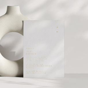 Minimalistisches Monogramm Trendige Gold-Typografi Folieneinladung