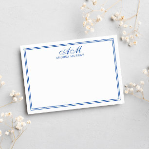 Minimalistisches Monogramm Zwei-Rahmen Navyblau Mitteilungskarte
