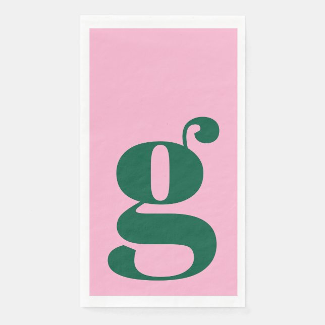Minimalistisches monogrammiertes Initial fett Rosa Serviette (Vorderseite)