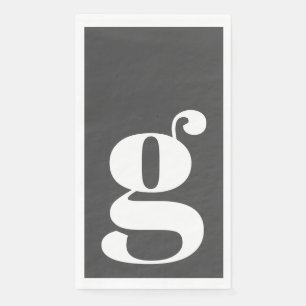 Minimalistisches monogrammiertes Initial fett Schw Serviette