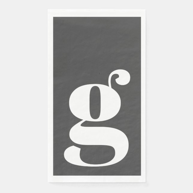 Minimalistisches monogrammiertes Initial fett Schw Serviette (Vorderseite)