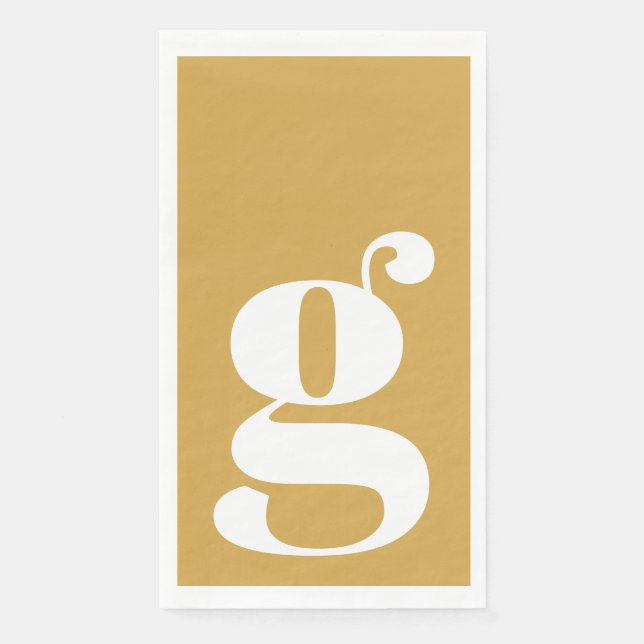 Minimalistisches monogrammiertes Initial fett Senf Serviette (Vorderseite)