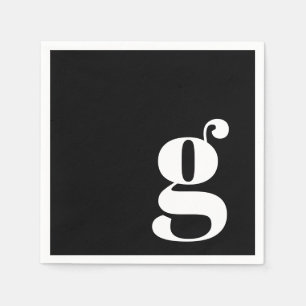 Minimalistisches monogrammiertes Initial Retro Sch Serviette