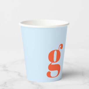 Minimalistisches monogrammiertes Retro-Initial in Pappbecher