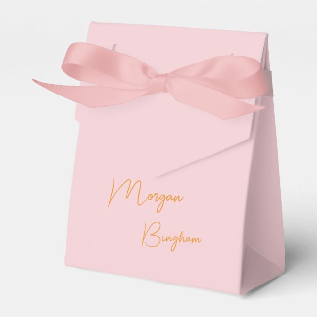 Minimalistisches Monogrammskript rosa Geschenkschachtel (Vorderseite)