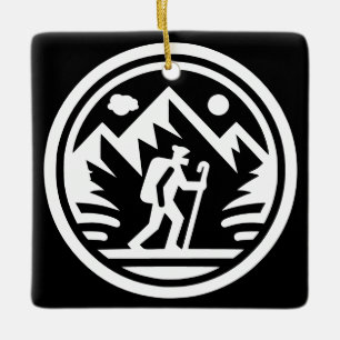 Minimalistisches Mountain Adventure monochromatisc Keramikornament