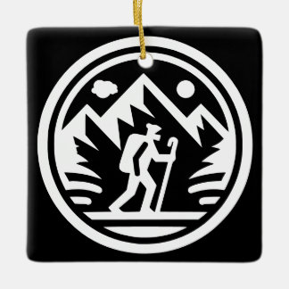 Minimalistisches Mountain Adventure monochromatisc Keramikornament