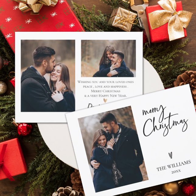 Minimalistisches Multi-Foto Elegant Frohe Weihnach (Minimalist Multi Photo Elegant Merry Christmas Card)