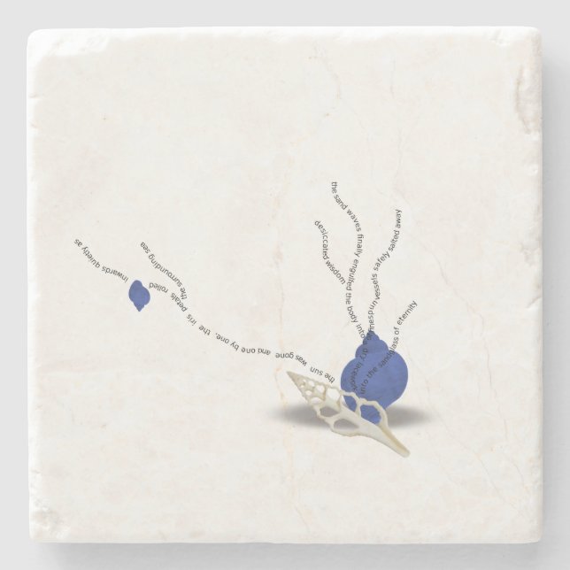 Minimalistisches Muschelgedicht Ikebana Sandglas Steinuntersetzer (Vorderseite)