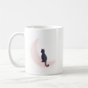 Minimalistisches Mystery Charm Crescent Moon Cat P Kaffeetasse