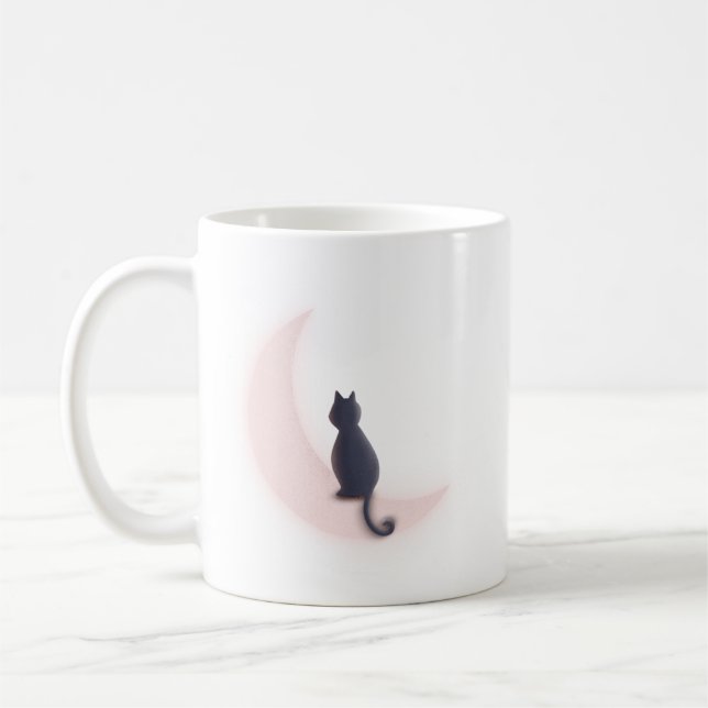 Minimalistisches Mystery Charm Crescent Moon Cat P Kaffeetasse (Links)